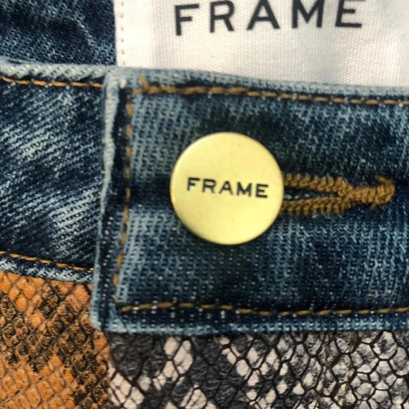 NWT FRAME LE MINI BOOTCUT LEATHER PATCHWORK JEANS - Picture 5 of 8